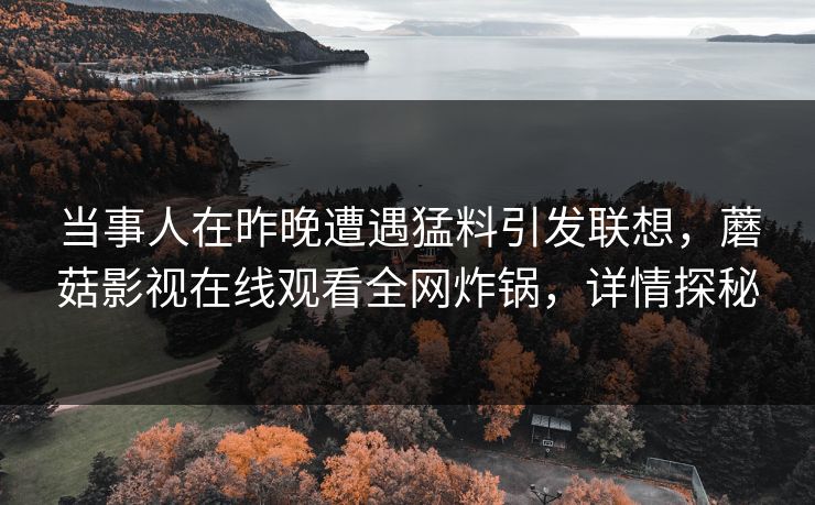 当事人在昨晚遭遇猛料引发联想，蘑菇影视在线观看全网炸锅，详情探秘