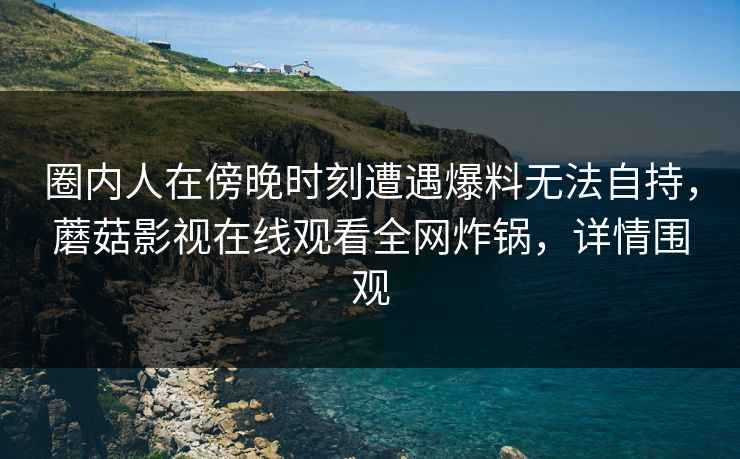 圈内人在傍晚时刻遭遇爆料无法自持，蘑菇影视在线观看全网炸锅，详情围观