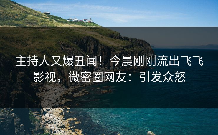 主持人又爆丑闻！今晨刚刚流出飞飞影视，微密圈网友：引发众怒
