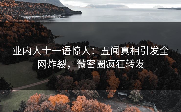 业内人士一语惊人：丑闻真相引发全网炸裂，微密圈疯狂转发