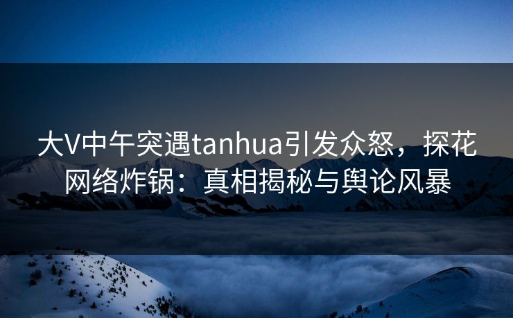 大V中午突遇tanhua引发众怒，探花网络炸锅：真相揭秘与舆论风暴